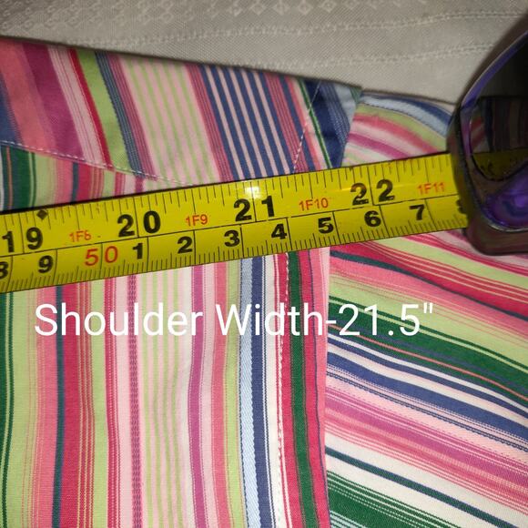 VTG Tommy Hilfiger Men's Shirt XL Striped Multicolor Rainbow Colors Cotton - Picture 14 of 16